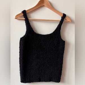 SKIMS Cozy Knit Boucle Tank Top in Black Onyx